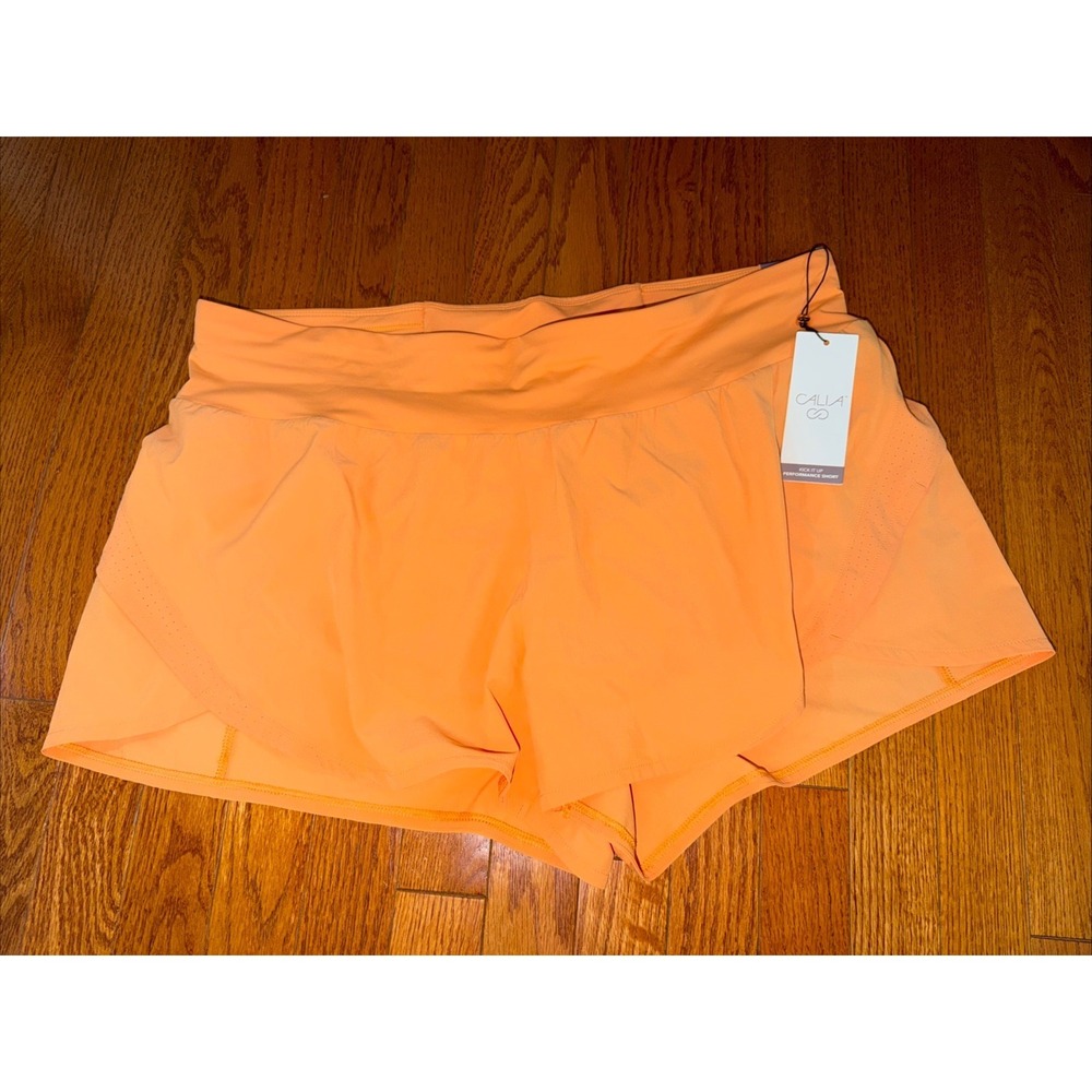 Calia Kick It Up Shorts Fresh Cantaloupe 3" Inseam Women's Size Large